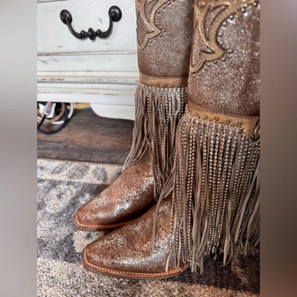 Corral NWT Corral Shimmering Crystal Fringe Western Boots - Picture 2 of 11